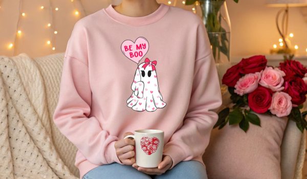 Be My Boo Sweatshirt: Cute Valentine Ghost Design