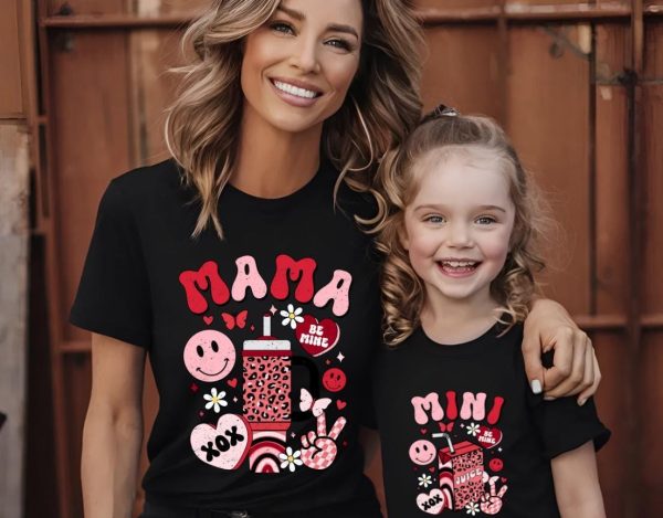 Matching Mom Daughter Sweatshirts, Slim Fit Waffle Knit Cozy Tops — view 3