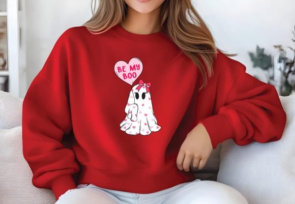 Be My Boo Sweatshirt: Cute Valentine Ghost Design