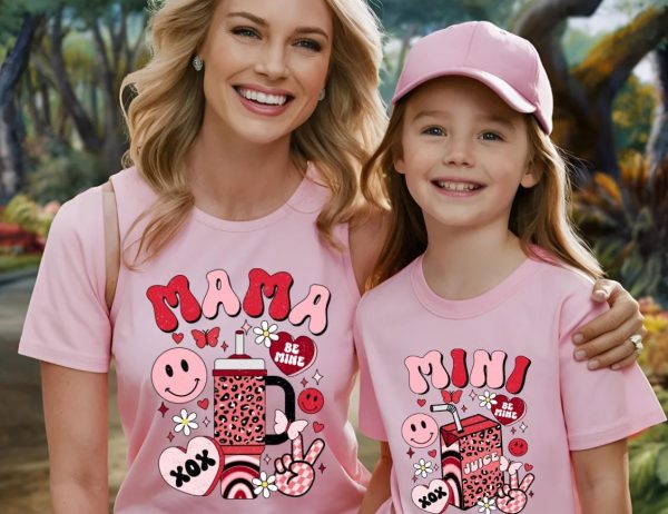 Matching Mom Daughter Sweatshirts, Slim Fit Waffle Knit Cozy Tops — view 2