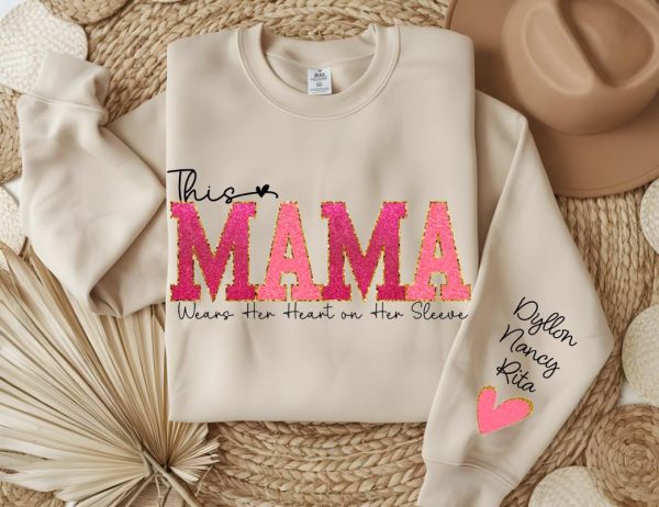 Mama Sweatshirt, Custom Kids Names Personalized Family Shirt Cozy Cotton Pullover — view 3