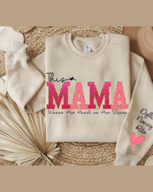 Mama Sweatshirt, Custom Kids Names Personalized Family Shirt Cozy Cotton Pullover — view 3