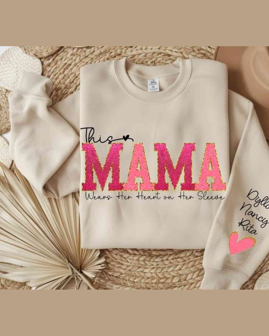 Mama Sweatshirt, Custom Kids Names Personalized Family Shirt Cozy Cotton Pullover — view 3