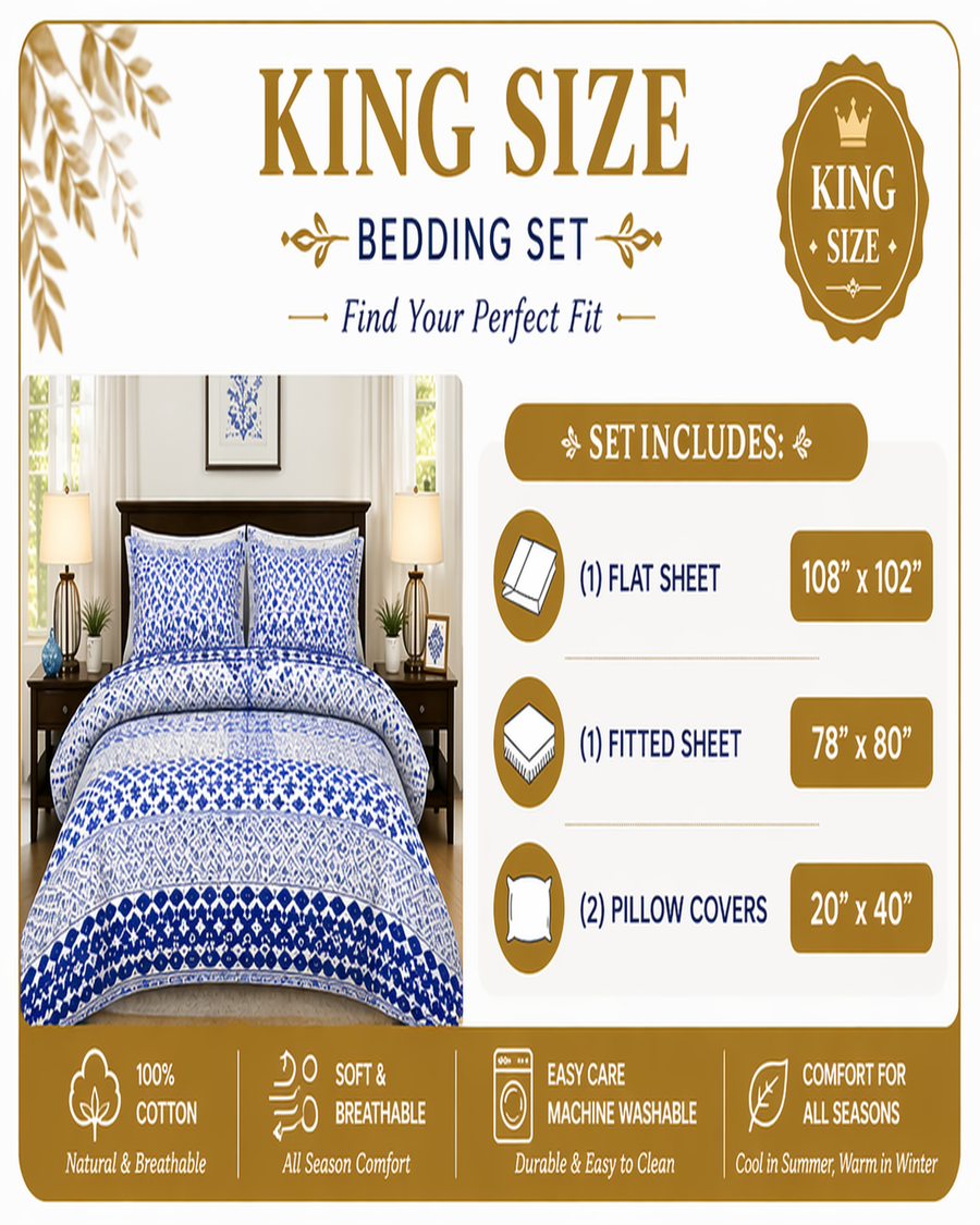 Ivory Garden Floral Bedding Set, Soft 100% Cotton Elegant Bedsheets — view 3