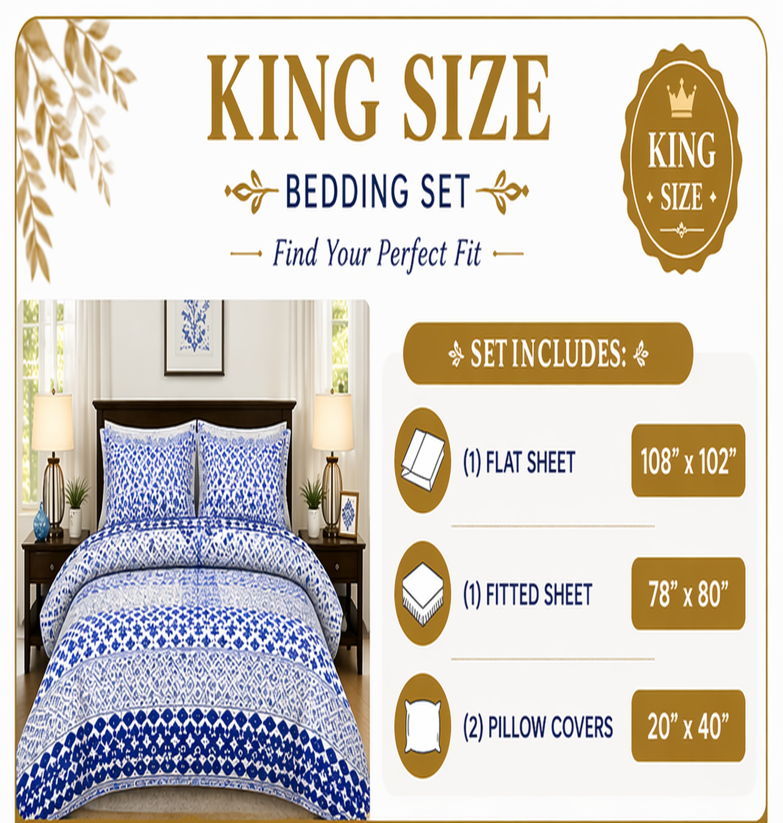 Cotton Bedding Set, Lavender Bloom Floral Soft Breathable Bed Linens — view 4