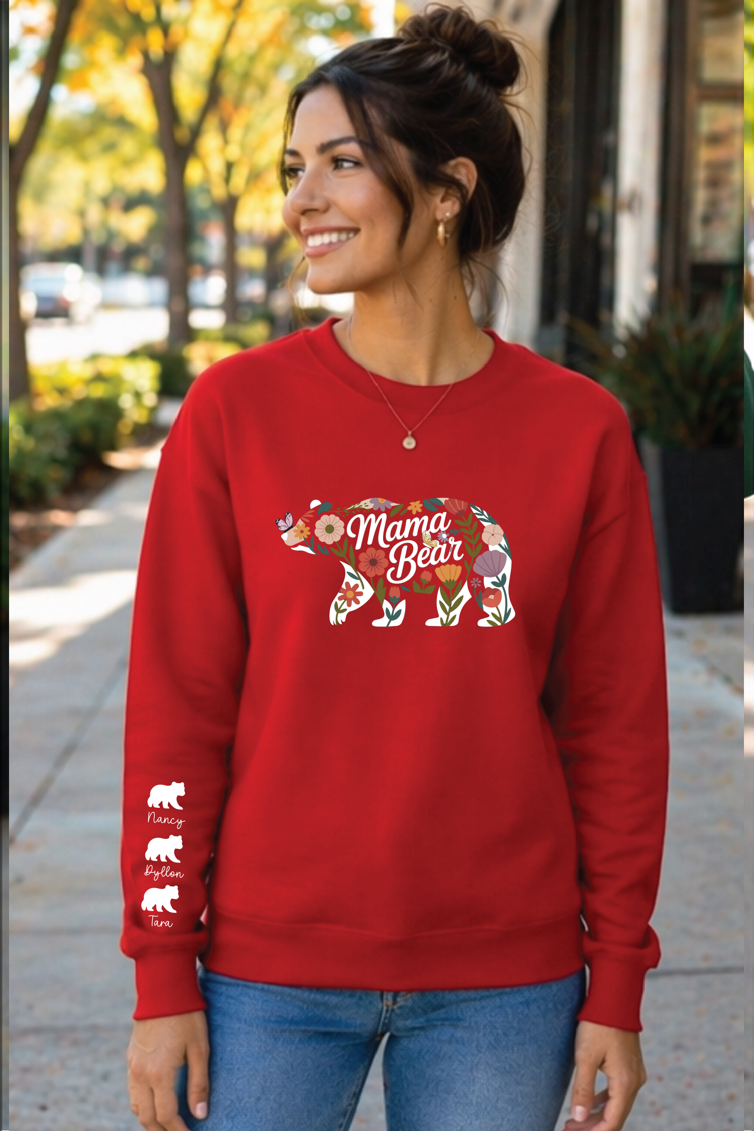 Personalized Mama Bear Sweatshirt with Kids Names — view 3