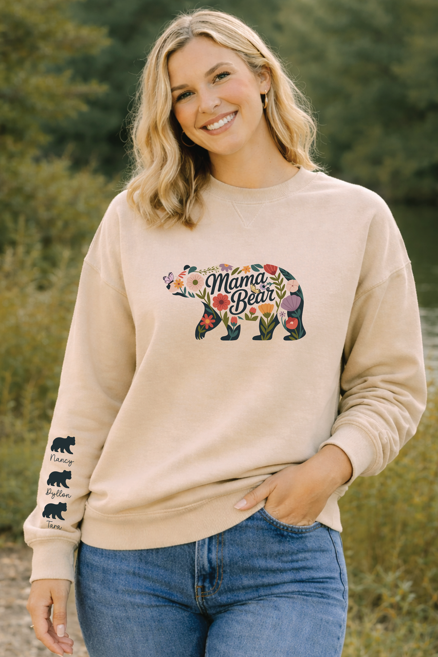 Personalized Mama Bear Sweatshirt with Kids Names — view 4