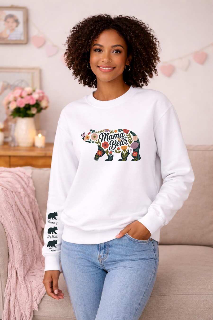 Personalized Mama Bear Sweatshirt with Kids Names — view 9