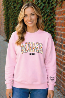 Personalized Mama Sweatshirt, Custom Name Sleeve Floral Design Cozy Fleece — view 9