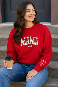 Personalized Mama Sweatshirt, Custom Name Sleeve Floral Design Cozy Fleece — view 5