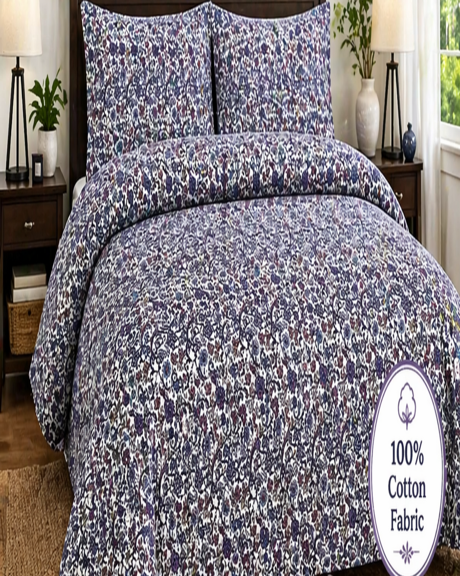Cotton Floral Bedding, Midnight Paisley Classic Pattern Bed Sheets Set — view 2