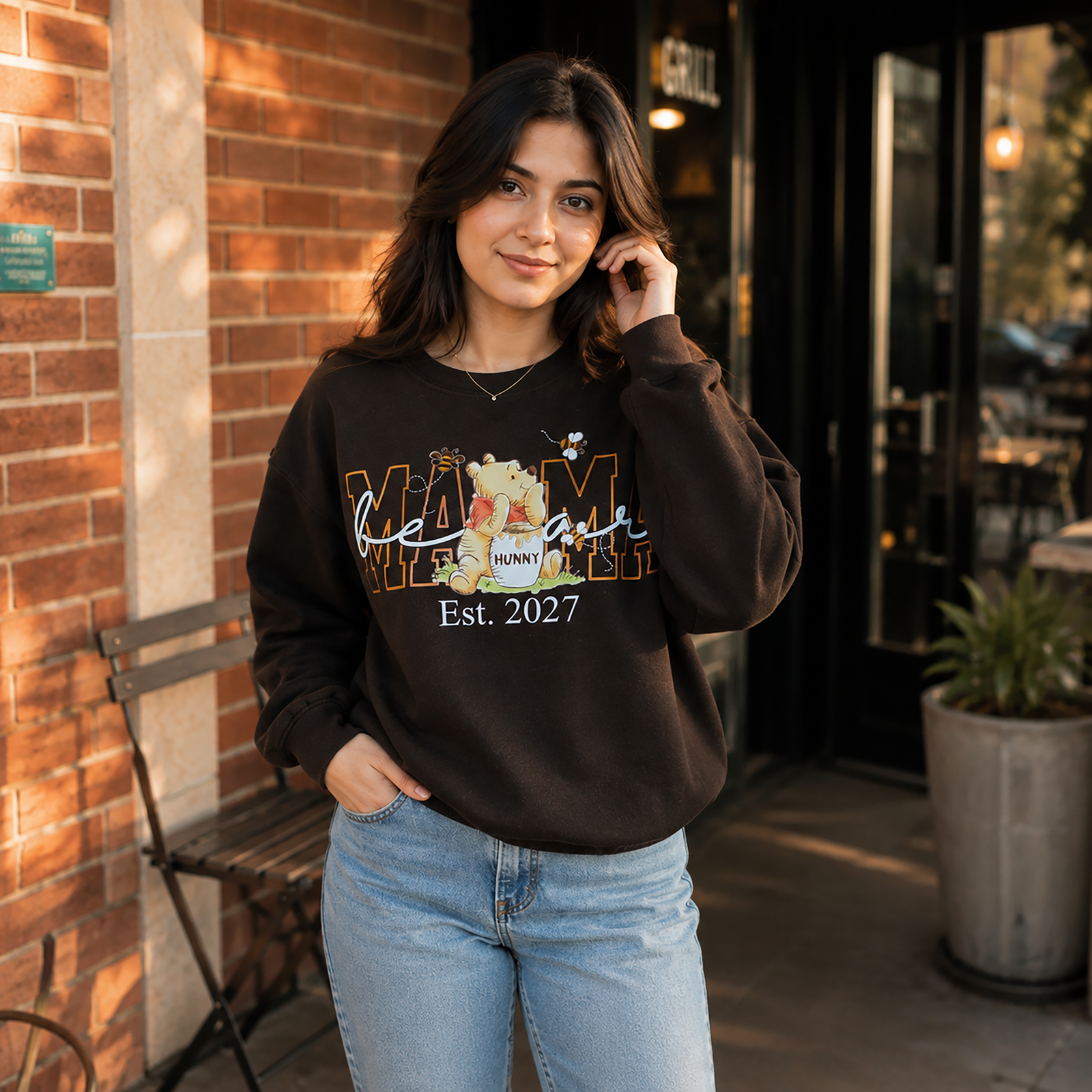 "Hold My Hands Mama Custom Named" (Choose Colors) " Graphic Sweatshirt (Mothers Day Gift)