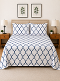 Navy Lattice Microfiber Bedding Set, Classic Pattern Sheets — view 2
