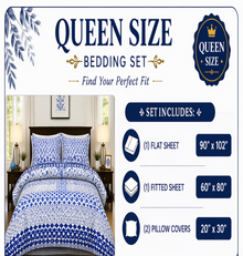 Cotton Bedding Set, Lavender Bloom Floral Soft Breathable Bed Linens — view 3