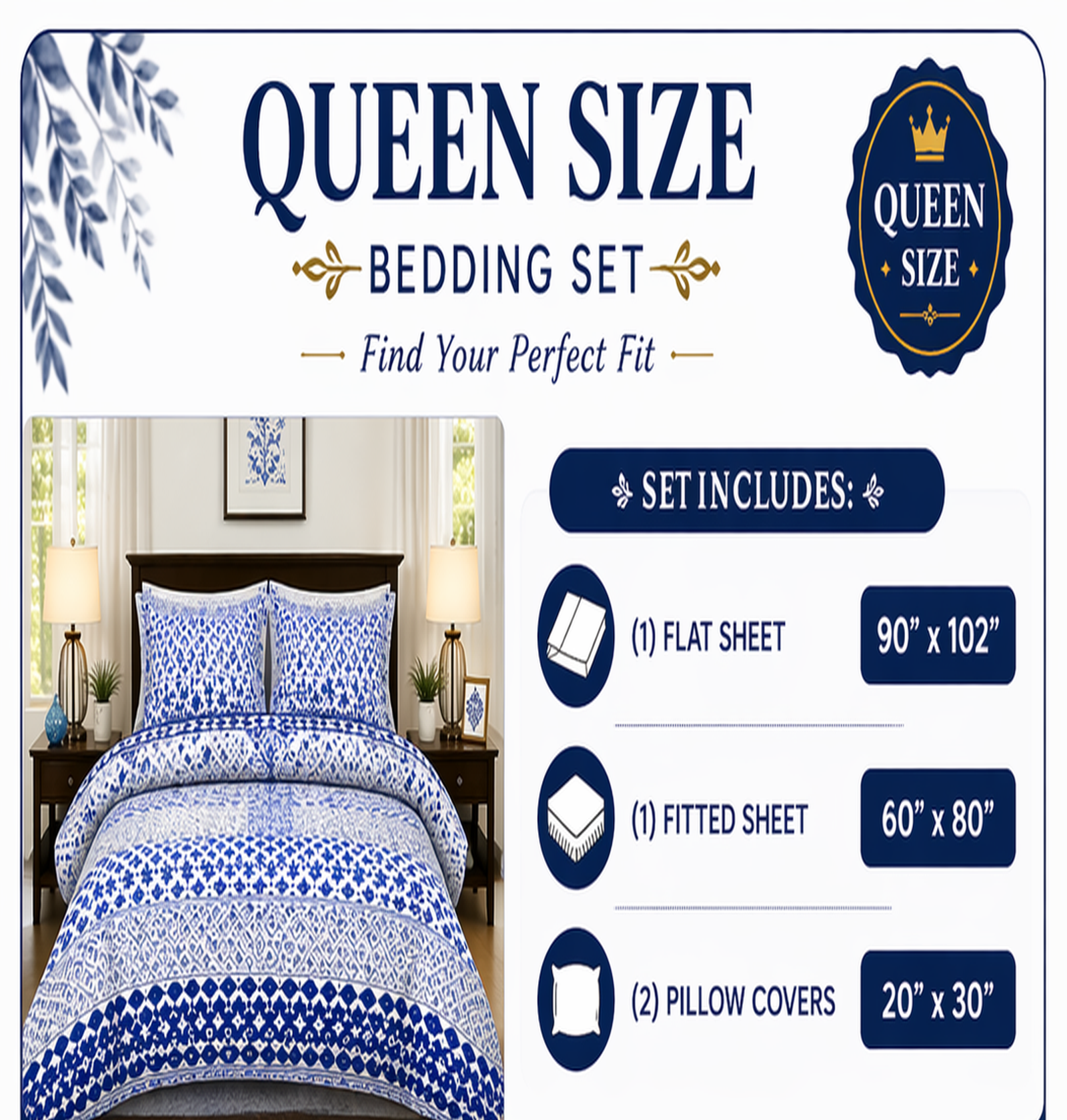 Cotton Bedding Set, Lavender Bloom Floral Soft Breathable Bed Linens — view 3