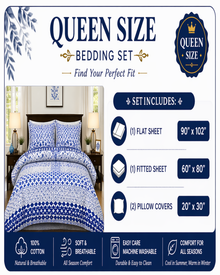 Cotton Bedding Set, Mediterranean Mosaic Bed Sheets, Soft, Breathable & Fade-Resistant — view 3